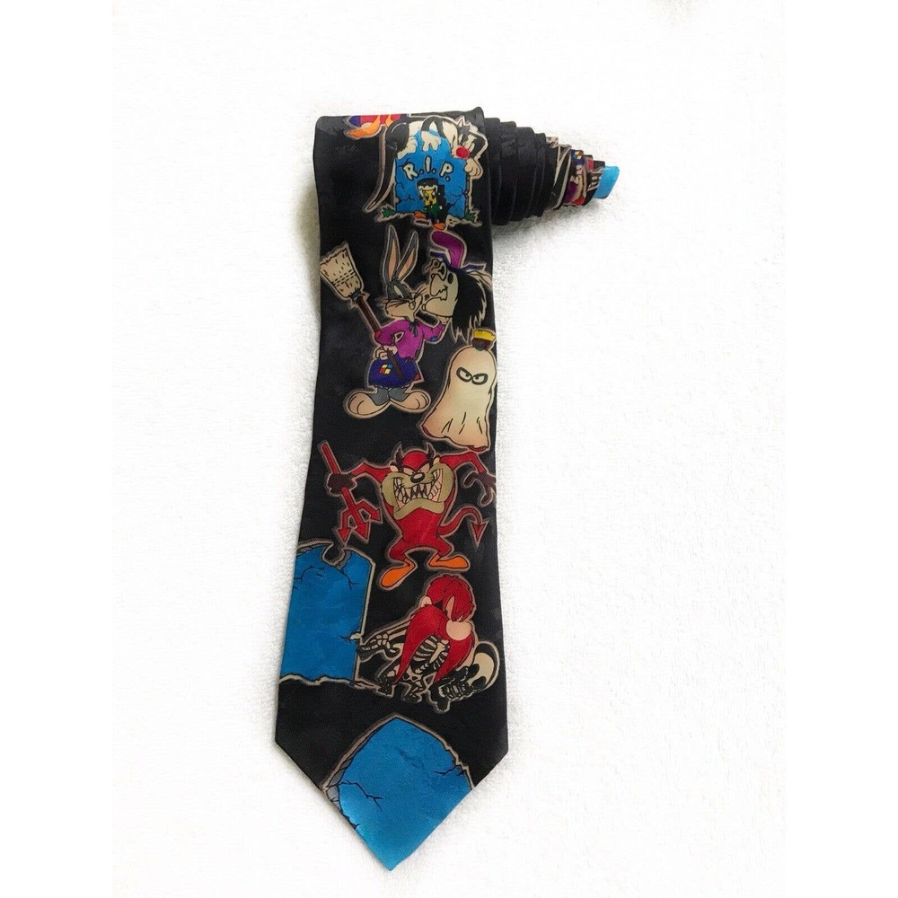 Looney Tunes Mania Halloween Ghost Devil Cartoon Rip Novelty Tie Necktie - Picture 1 of 7